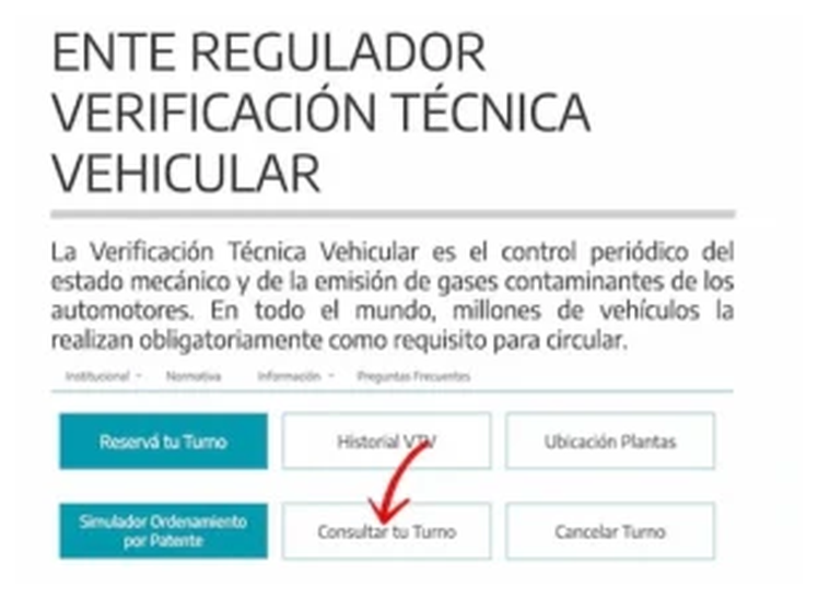 Paso 1 para consultar o cambiar el turno de la VTV en Olavarría